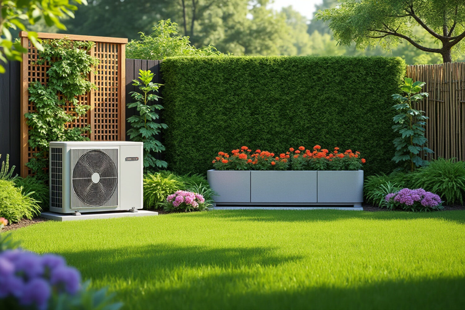 Comment cacher une pompe à chaleur dans un jardin : 7 idées